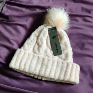 Hot Paws Super Soft Pompom rolled hem beanie toque